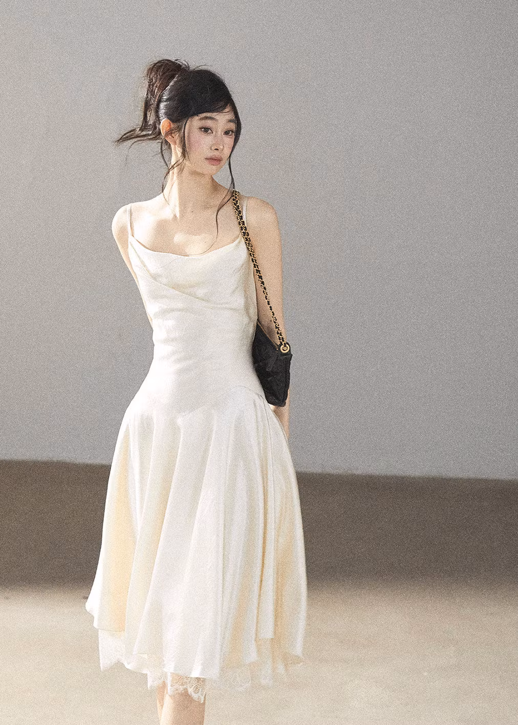Pear White Satin Slip Dress - szxrfrp