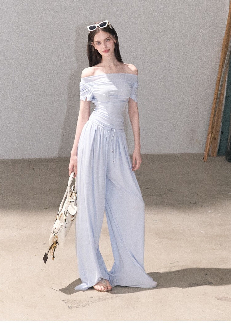 Hiding Summer Off-Shoulder Pants Set - szxrfrp