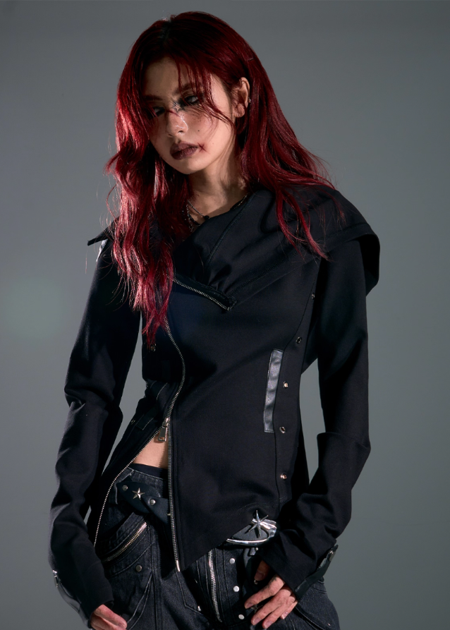 Asym Zip Knit Jacket - szxrfrp