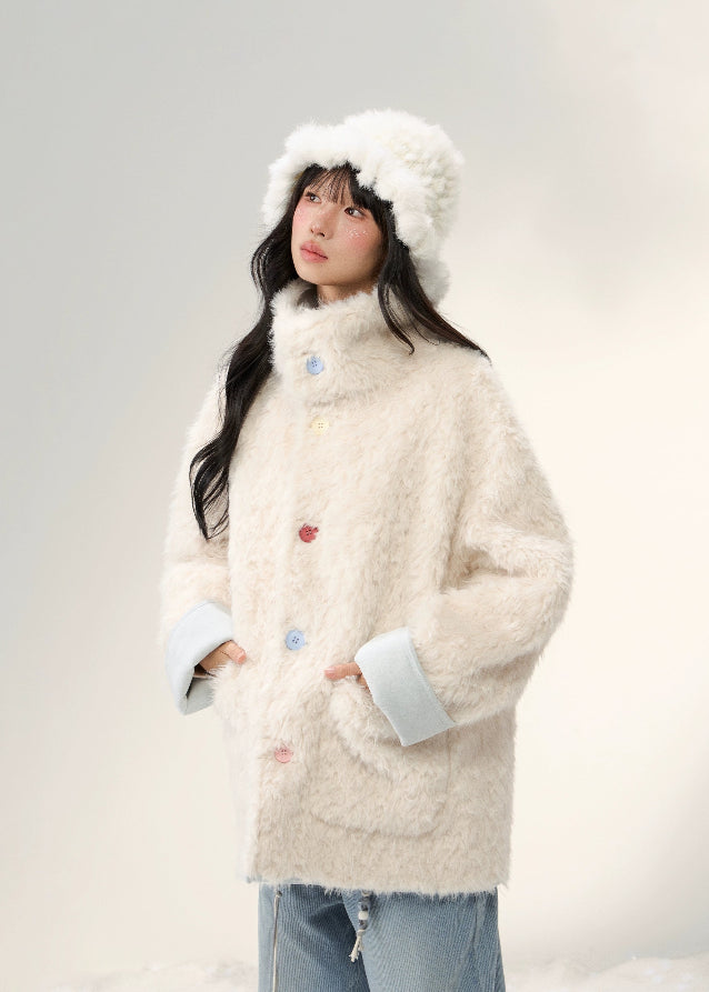 Sugar Suede Fluff Patchwork Lapel Coat - szxrfrp