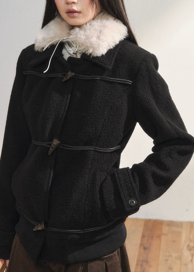 Classic Black Cozy Wool Jacket - szxrfrp